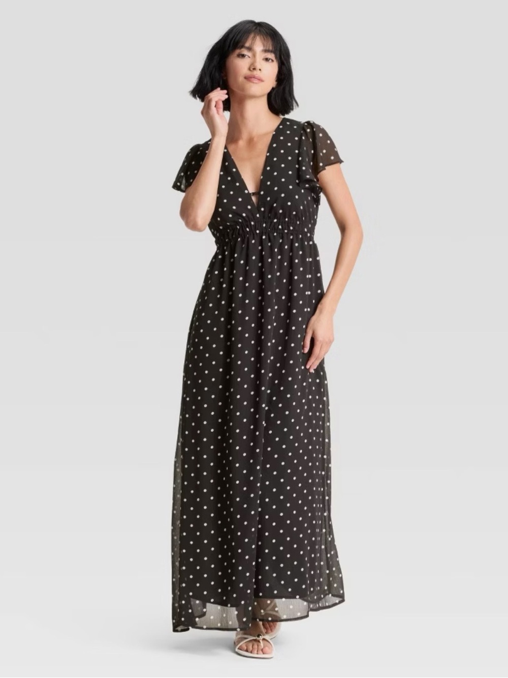 a new day Black Polka Dot V-Neck Maxi Dress - Picture 3 of 9